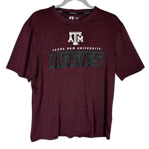 Russell Texas A&M Aggies T-Shirt Men's Medium Maroon Crew Neck Short Sleeve